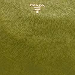 Pre Owned Prada Green Leather Hobo