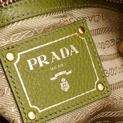 Pre Owned Prada Green Leather Hobo