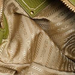 Pre Owned Prada Green Leather Hobo