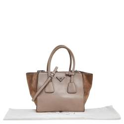 Pre Owned Prada Beige Leather and Suede Twin Pocket Tote