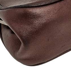 Pre Owned Prada Metallic Brown Leather Logo Plaque Coin Purse