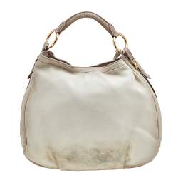 Pre Owned Prada Cream Leather Cervo Antik Hobo