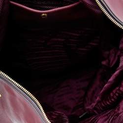 Pre Owned Prada Burgundy Leather Zip Tote