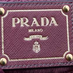 Pre Owned Prada Burgundy Leather Zip Tote