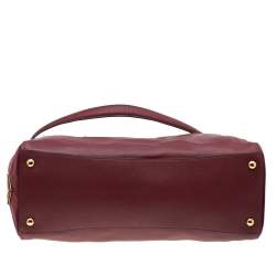 Pre Owned Prada Burgundy Leather Zip Tote