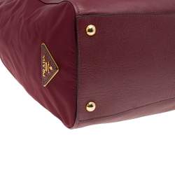 Pre Owned Prada Burgundy Leather Zip Tote