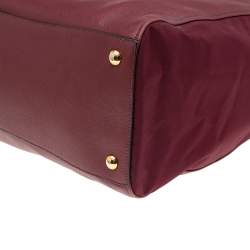 Pre Owned Prada Burgundy Leather Zip Tote