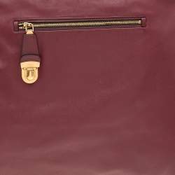 Pre Owned Prada Burgundy Leather Zip Tote