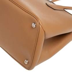 Pre Owned Prada Caramel Brown Saffiano Lux Leather Twin Tote