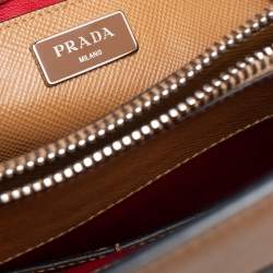 Pre Owned Prada Caramel Brown Saffiano Lux Leather Twin Tote