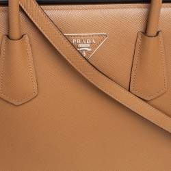 Pre Owned Prada Caramel Brown Saffiano Lux Leather Twin Tote