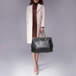 Pre Owned Prada Black Saffiano Lux Leather Executive Galleria Double Zip Tote