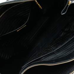 Pre Owned Prada Black Saffiano Lux Leather Executive Galleria Double Zip Tote