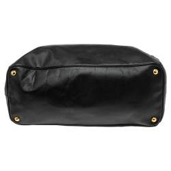 Pre Owned Prada Black Saffiano Lux Leather Executive Galleria Double Zip Tote