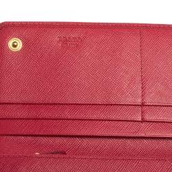 Pre Owned Prada Fuchsia Saffiano Leather Bow Continental Wallet