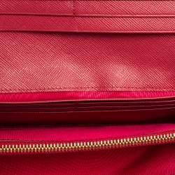 Pre Owned Prada Fuchsia Saffiano Leather Bow Continental Wallet