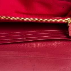Pre Owned Prada Fuchsia Saffiano Leather Bow Continental Wallet