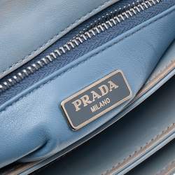 Pre Owned Prada Light Blue Leather Metal Closure Shoulder Bag