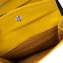 Pre Owned محفظة برادا جلد سافيانو لوكس ثنائية الطي مضغوطة بالشعار