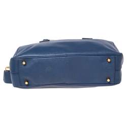 Pre Owned Prada Blue Saffiano Leather Bowler Bag