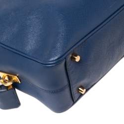 Pre Owned Prada Blue Saffiano Leather Bowler Bag
