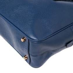 Pre Owned Prada Blue Saffiano Leather Bowler Bag