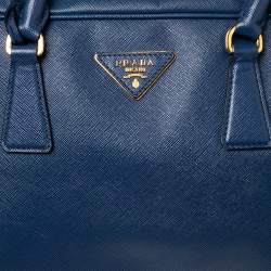 Pre Owned Prada Blue Saffiano Leather Bowler Bag