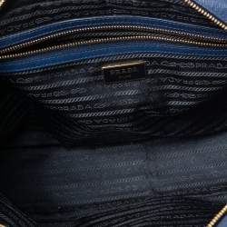 Pre Owned Prada Blue Saffiano Leather Bowler Bag