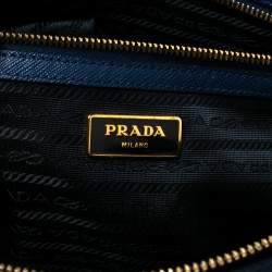 Pre Owned Prada Blue Saffiano Leather Bowler Bag