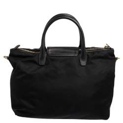 Pre Owned Prada Black Tessuto Nylon and Saffiano Leather Convertible Tote