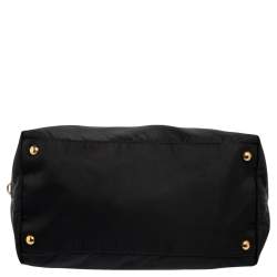 Pre Owned Prada Black Tessuto Nylon and Saffiano Leather Convertible Tote