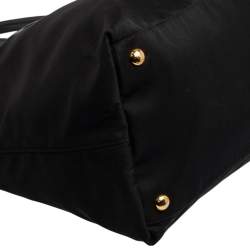 Pre Owned Prada Black Tessuto Nylon and Saffiano Leather Convertible Tote