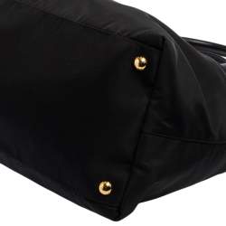 Pre Owned Prada Black Tessuto Nylon and Saffiano Leather Convertible Tote