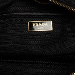 Pre Owned Prada Black Tessuto Nylon and Saffiano Leather Convertible Tote