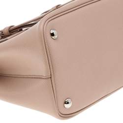 Prada Beige Leather Turn Lock Top Handle Bag