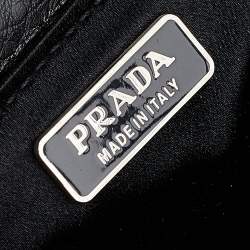 Pre Owned Prada Black Leather Silver Loop Top Handle Bag