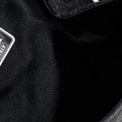 Pre Owned Prada Black Leather Silver Loop Top Handle Bag