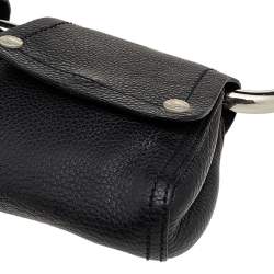 Pre Owned Prada Black Leather Silver Loop Top Handle Bag