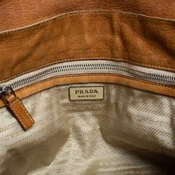 Pre Owned Prada Beige/Brown Nylon and Leather Double Pocket Shoulder Bag