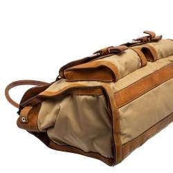 Pre Owned Prada Beige/Brown Nylon and Leather Double Pocket Shoulder Bag