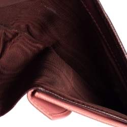 Pre Owned Prada Dark Burgundy Saffiano Lux Leather Bifold Card Case