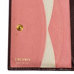 Pre Owned Prada Dark Burgundy Saffiano Lux Leather Bifold Card Case
