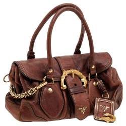 Pre Owned Prada Brown Leather Dragon Satchel