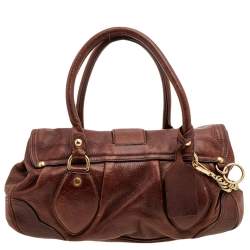 Pre Owned Prada Brown Leather Dragon Satchel