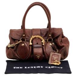 Pre Owned Prada Brown Leather Dragon Satchel