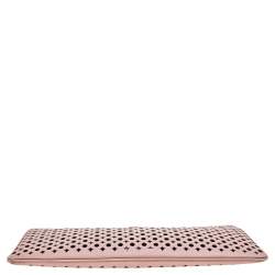 Pre Owned Prada Pink Cutwork Leather Clutch
