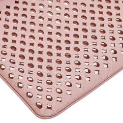 Pre Owned Prada Pink Cutwork Leather Clutch