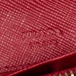 Pre Owned Prada Red Saffiano Lux Leather Bow Flap Continental Wallet