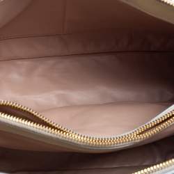 Pre Owned Prada Cream Saffiano Vernic Leather Crystal Embellished Pyramid Frame Satchel