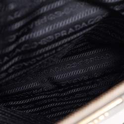 Pre Owned Prada White/Black Saffiano Lux Leather Medium Double Zip Tote